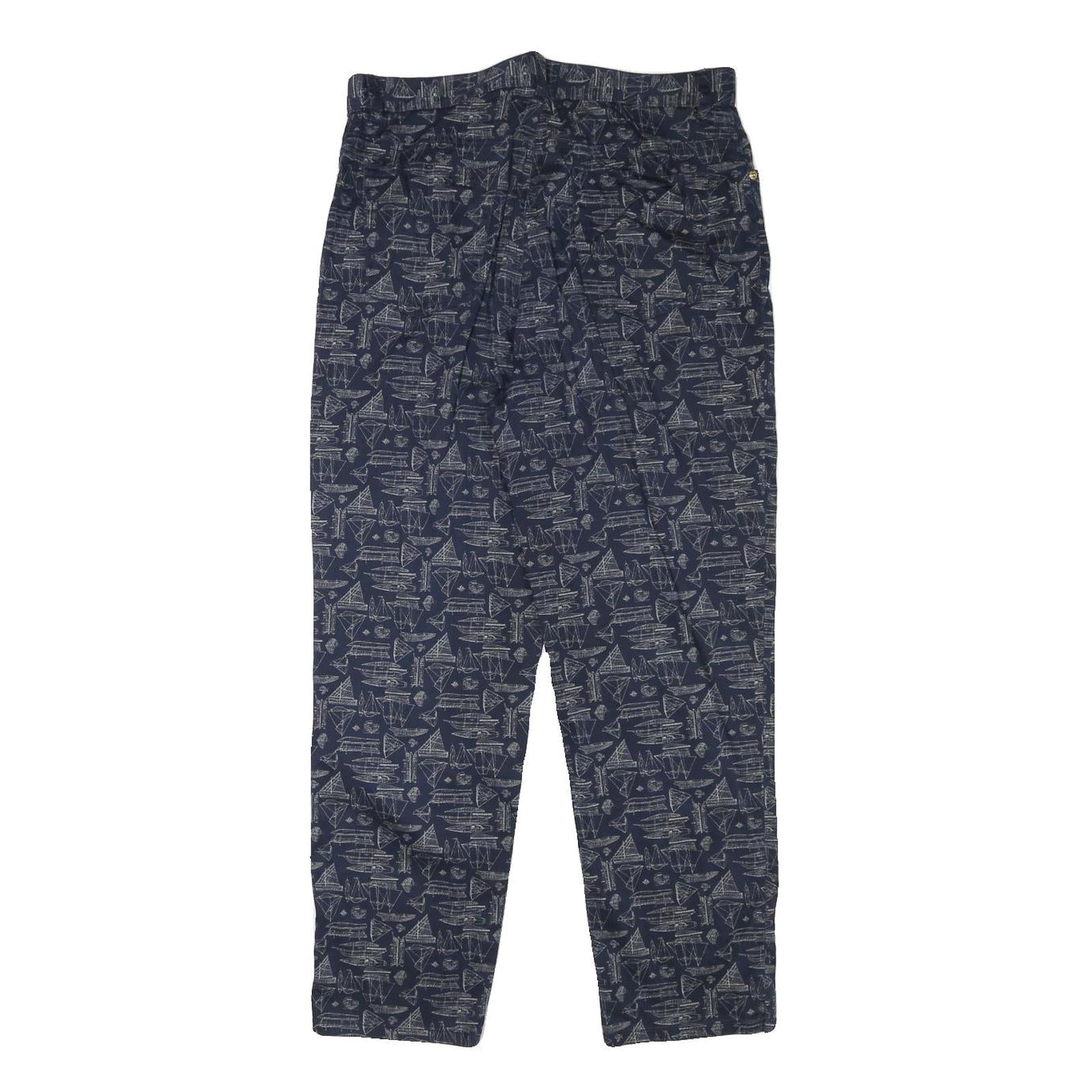 LAUREN RALPH LAUREN Womens Cotton Blend Navy & Grey Regular Fit Straight Leg