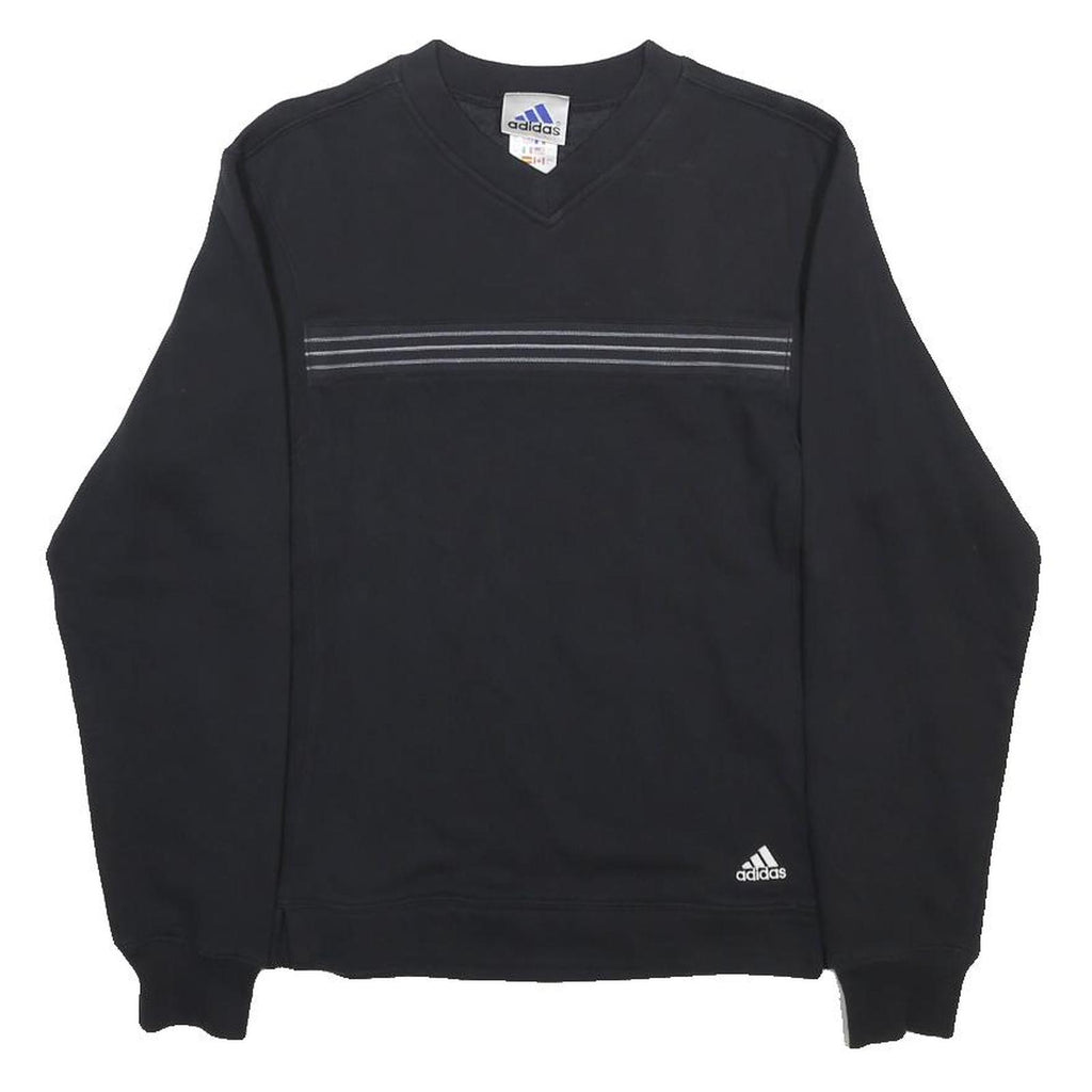 ADIDAS Girls Black Sweatshirt V-Neck 14Y Cotton Blend Sports Casual