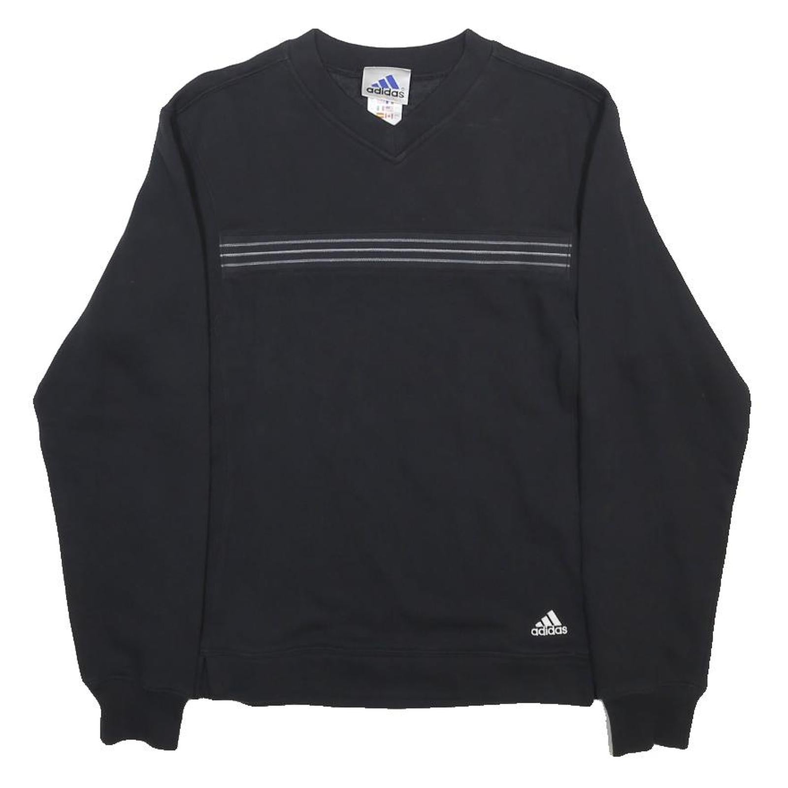 ADIDAS Girls Black Sweatshirt V-Neck 14Y Cotton Blend Sports Casual