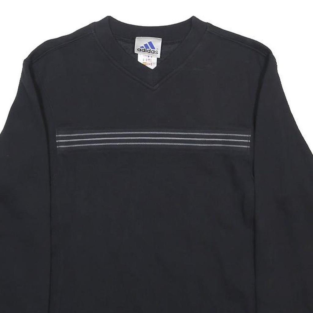 ADIDAS Girls Black Sweatshirt V-Neck 14Y Cotton Blend Sports Casual