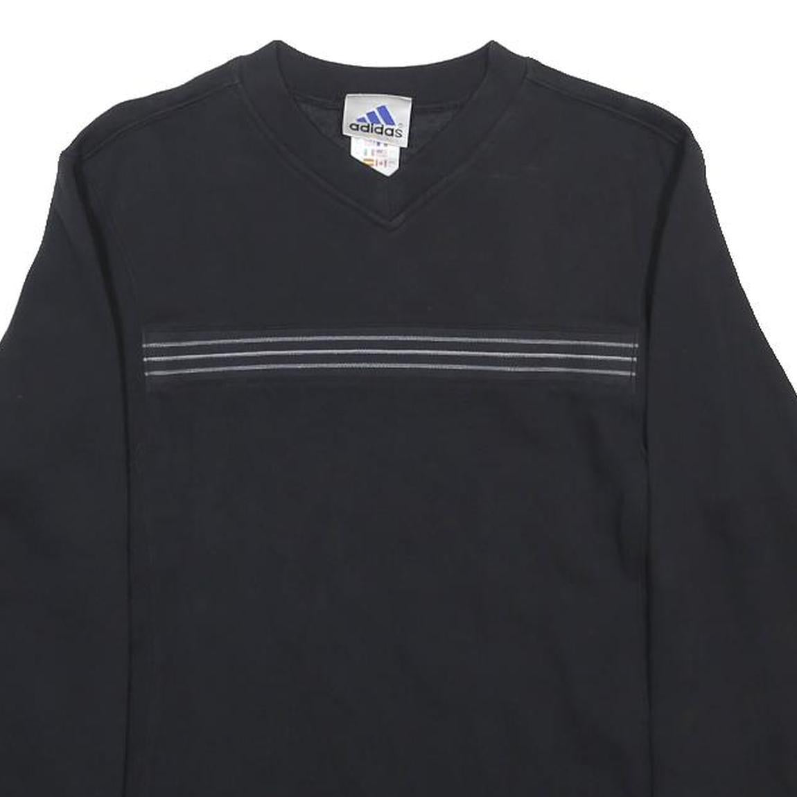 ADIDAS Girls Black Sweatshirt V-Neck 14Y Cotton Blend Sports Casual