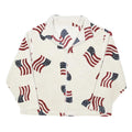 MANDAL BAY Womens White Red & Blue Flag Print Jacket XL Polyester Fleece Zip Up