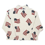 MANDAL BAY Womens White Red & Blue Flag Print Jacket XL Polyester Fleece Zip Up