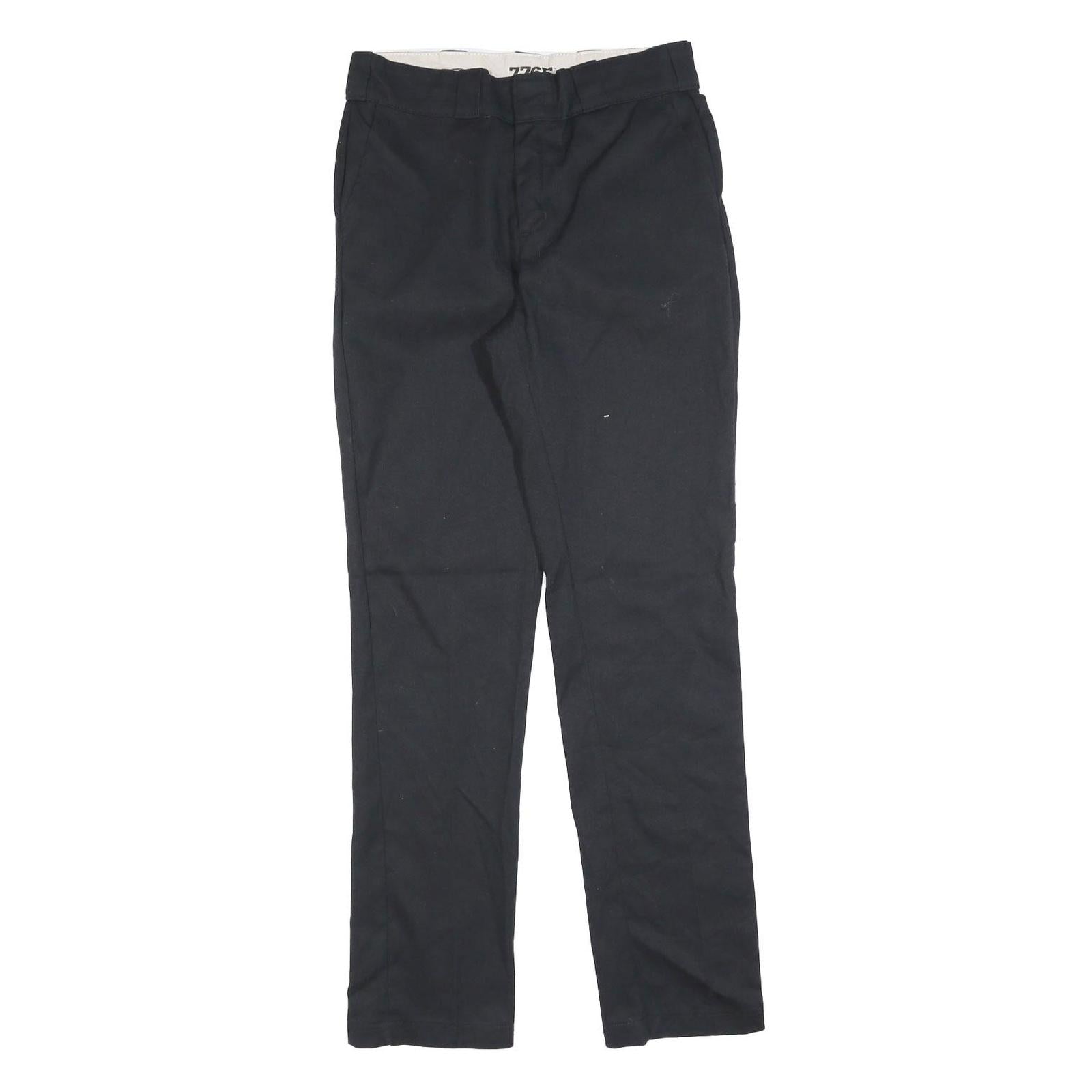 DICKIES Womens Cotton Blend Slim Black Trousers W28 L32 Zip Classic
