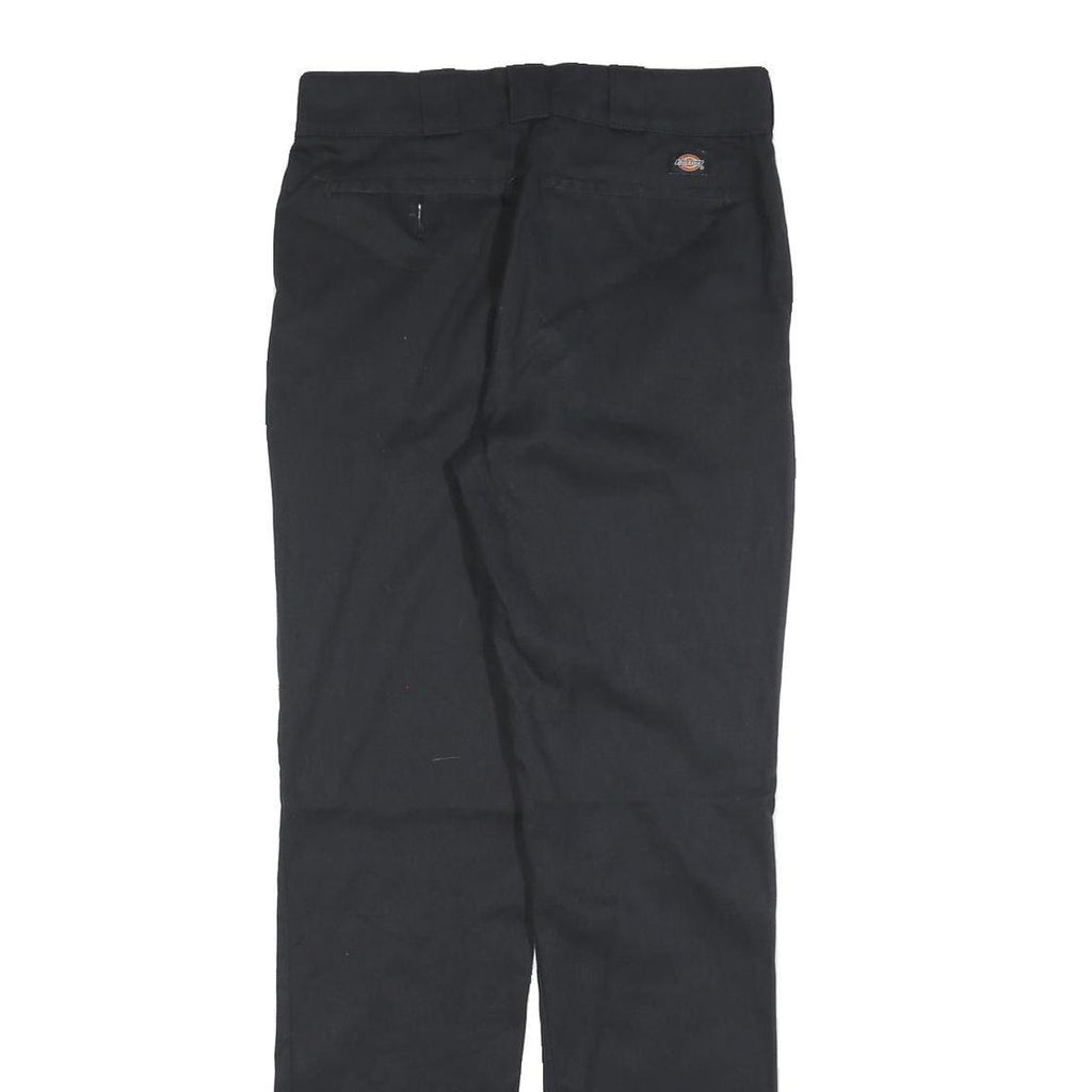 DICKIES Womens Cotton Blend Slim Black Trousers W28 L32 Zip Classic