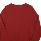 TOMMY HILFIGER Mens Red Plain Cotton Blend Jumper Crew Neck M Classic Knitwear
