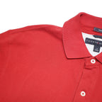 TOMMY HILFIGER Mens Red Short Sleeve Plain L Polo Shirt Cotton Blend