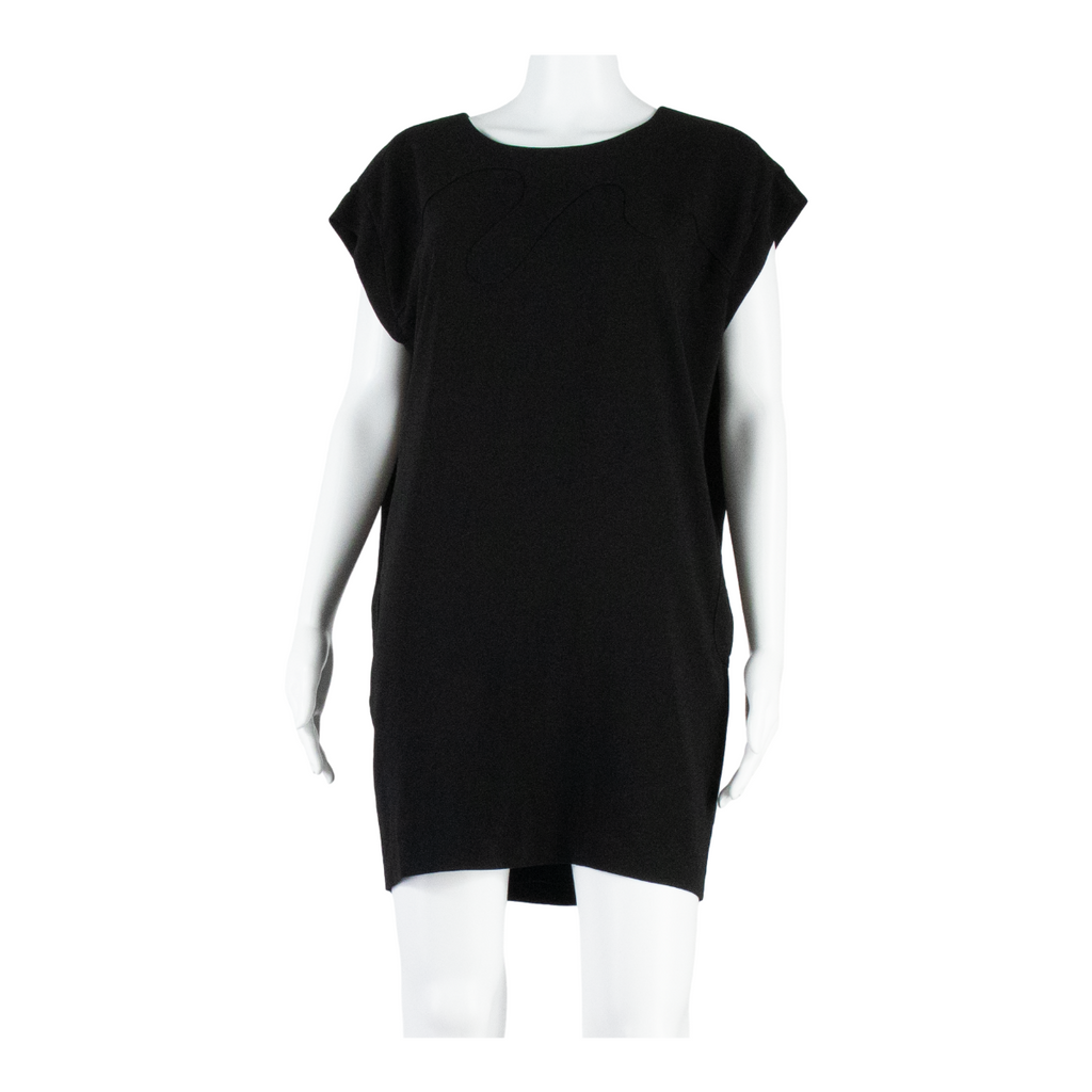 WHISTLES Oversized Womens Shift Dress Black Short Sleeve Knee Length UK 8