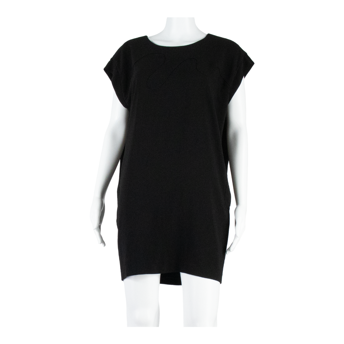 WHISTLES Oversized Womens Shift Dress Black Short Sleeve Knee Length UK 8