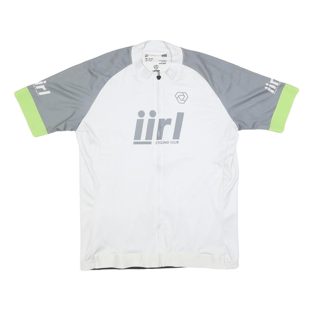 VERGE SPORT Mens White & Grey Cycling Club Graphic T-Shirt 2XL Short Sleeve Zip