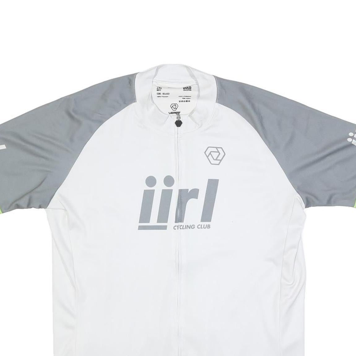 VERGE SPORT Mens White & Grey Cycling Club Graphic T-Shirt 2XL Short Sleeve Zip