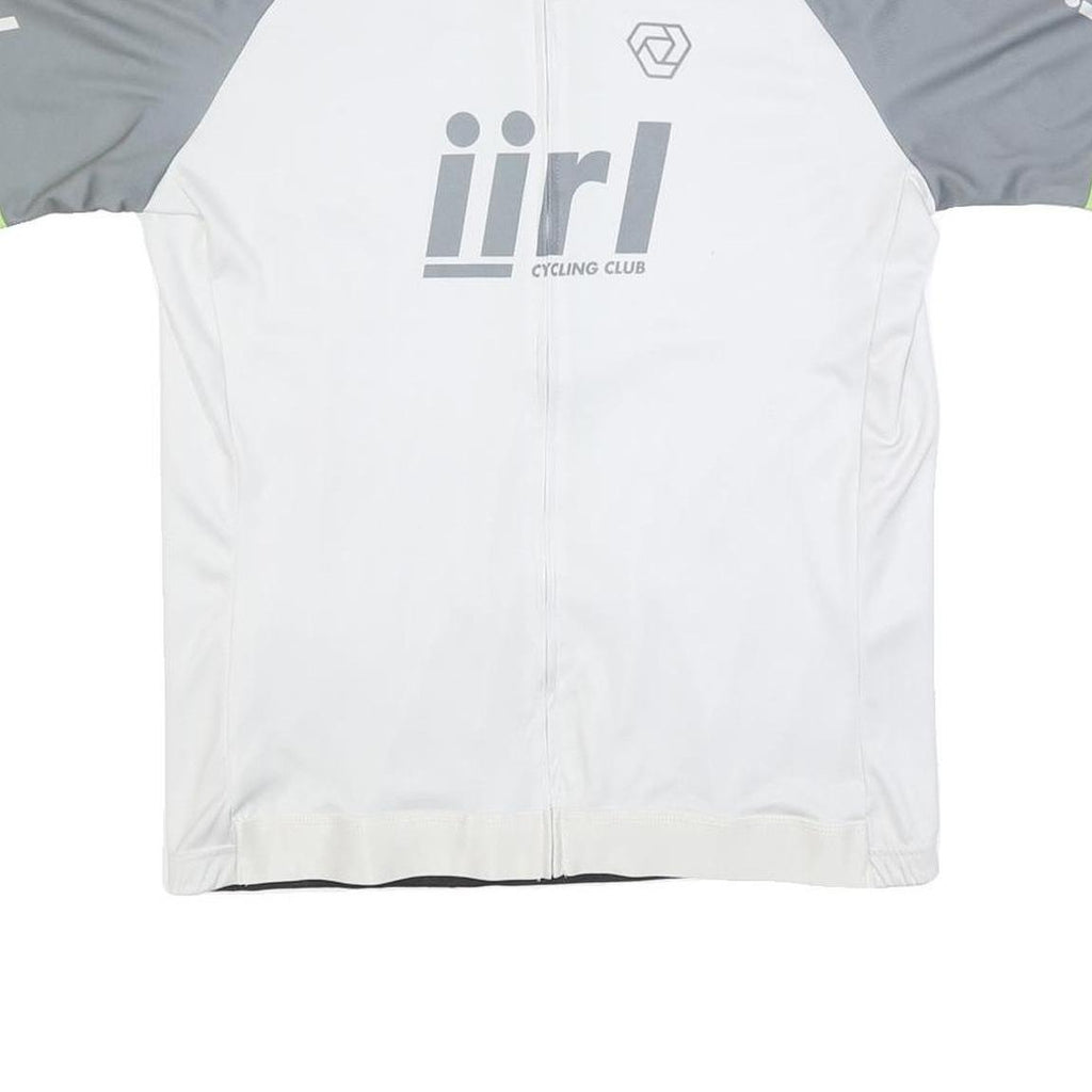 VERGE SPORT Mens White & Grey Cycling Club Graphic T-Shirt 2XL Short Sleeve Zip