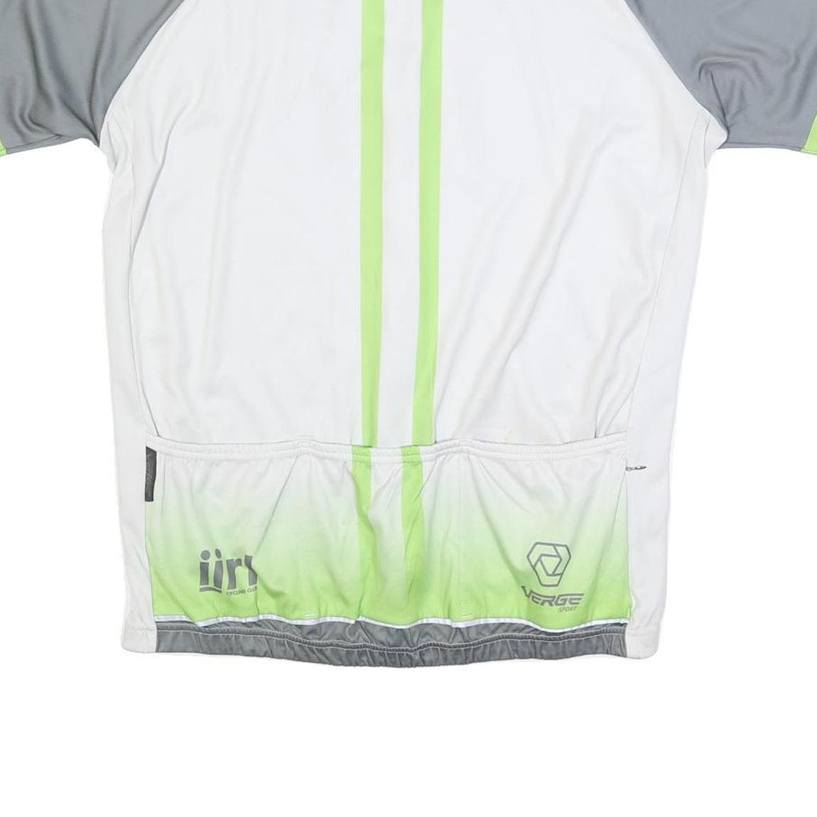 VERGE SPORT Mens White & Grey Cycling Club Graphic T-Shirt 2XL Short Sleeve Zip