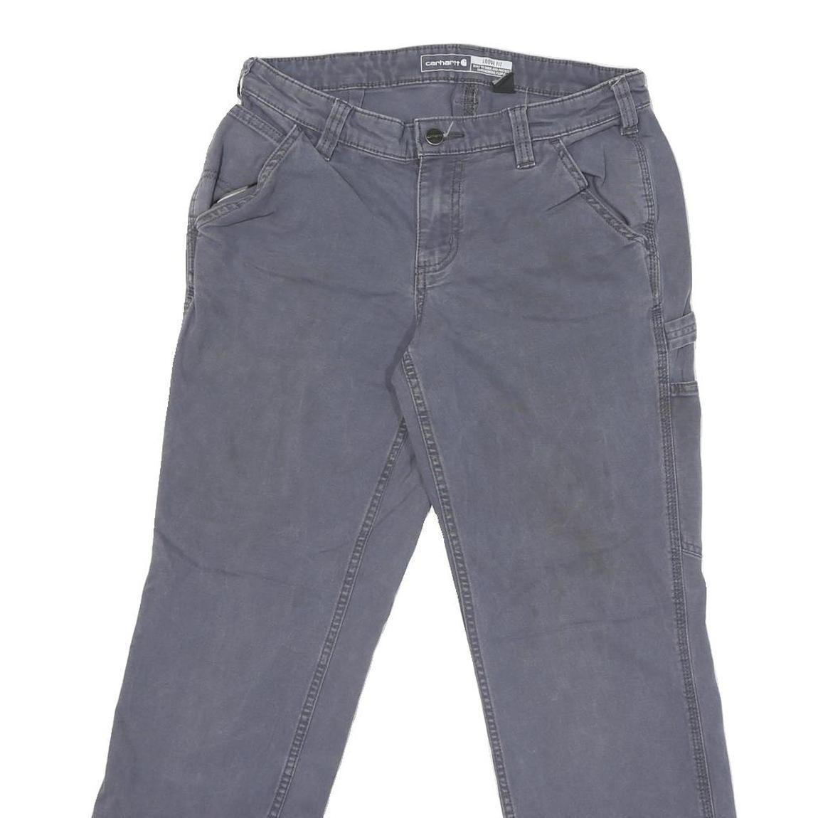 CARHARTT Mens Cotton Blend Blue Loose Straight Trousers W30 L28 Workwear Casual