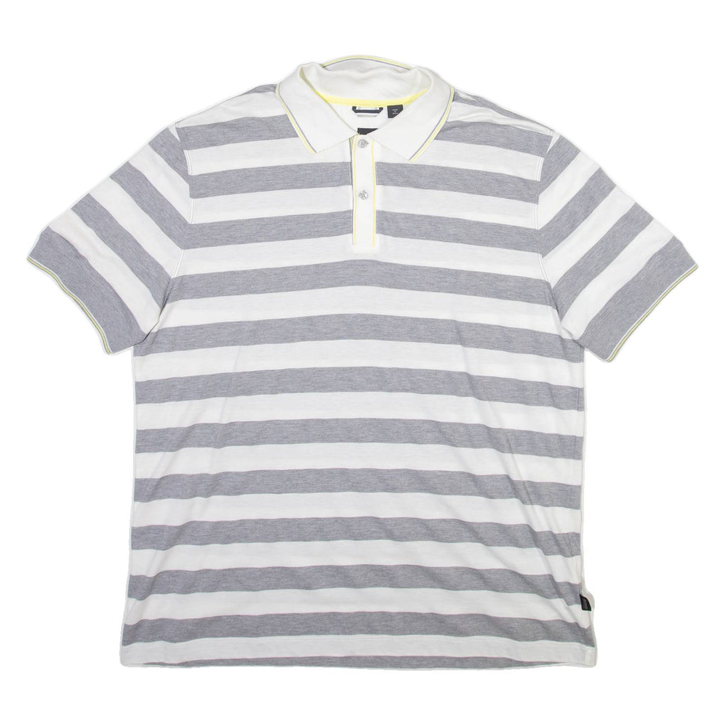BOSS Mens Polo Shirt Grey Striped L
