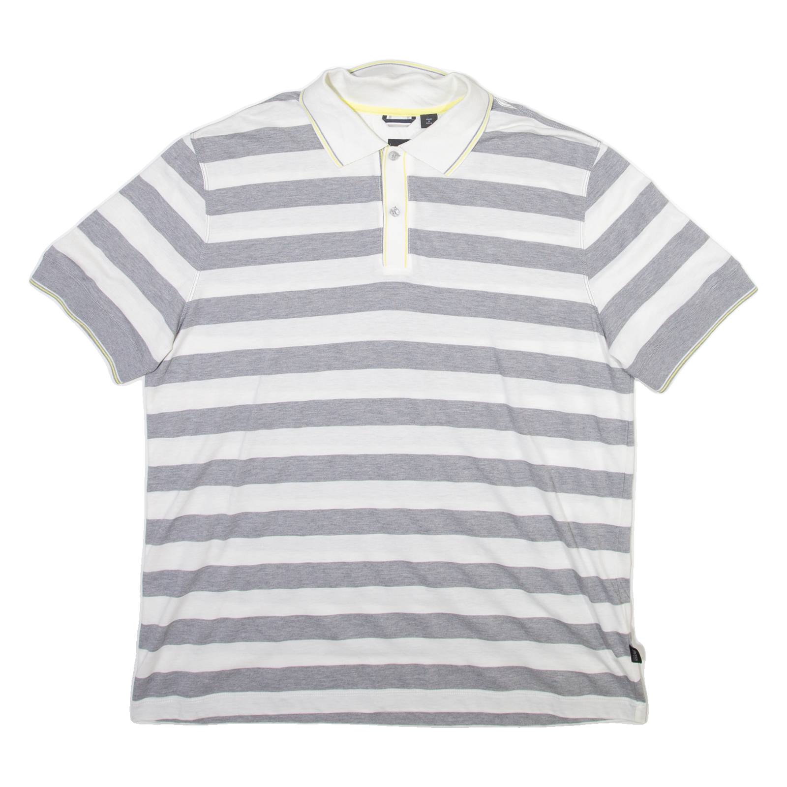 BOSS Mens Polo Shirt Grey Striped L