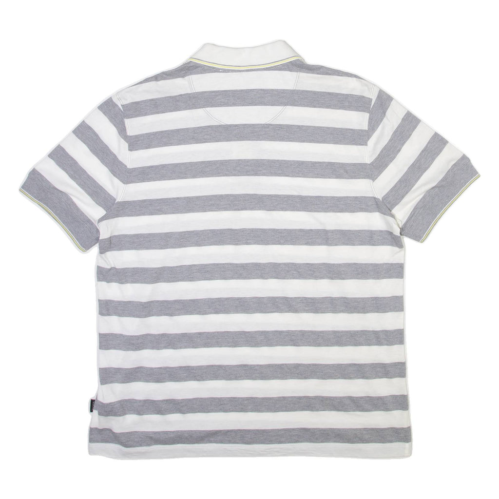BOSS Mens Polo Shirt Grey Striped L