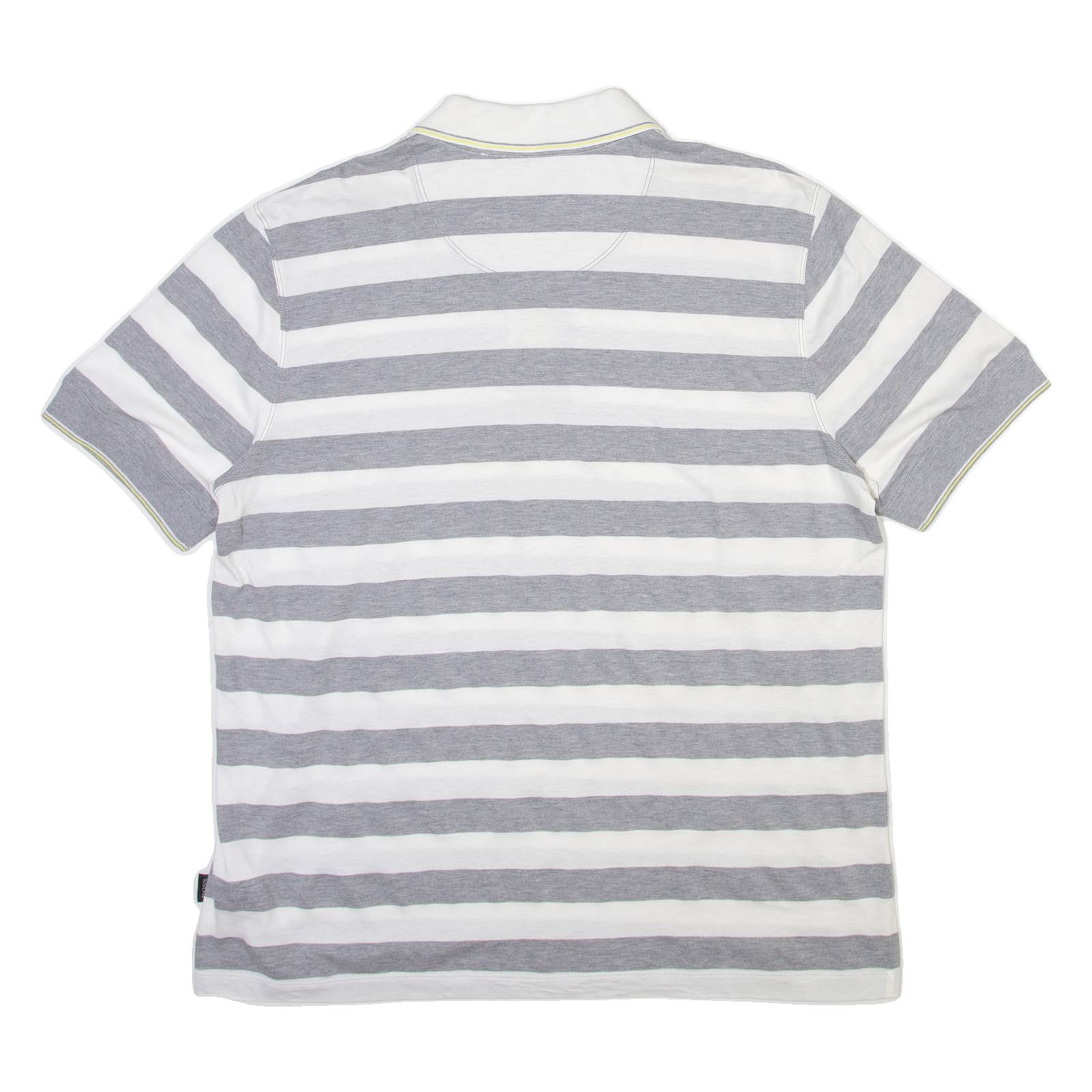 BOSS Mens Polo Shirt Grey Striped L