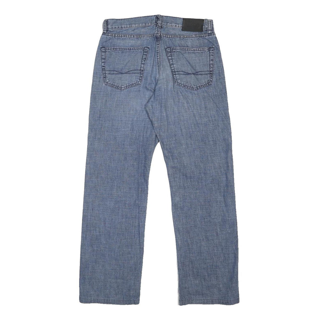 BOSS HUGO BOSS Mens Regular Fit Blue Denim Jeans W32 L29 Classic Cotton Zip