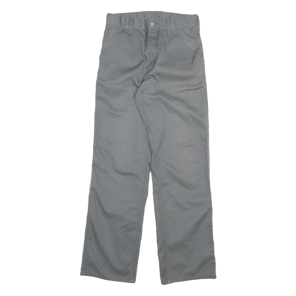 CARHARTT Mens Cotton Blend Grey Regular Straight Trousers W26 L29 Workwear Zip