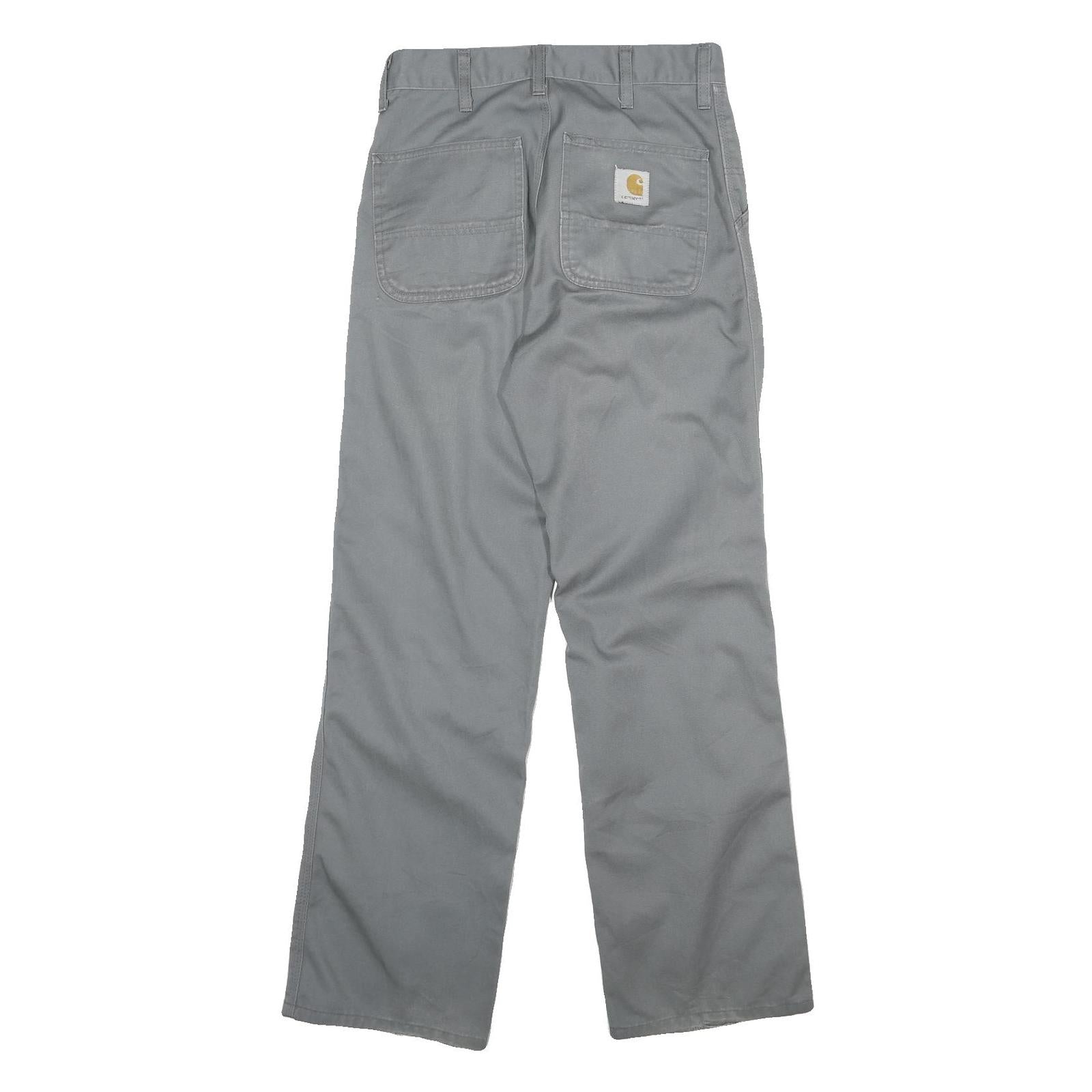 CARHARTT Mens Cotton Blend Grey Regular Straight Trousers W26 L29 Workwear Zip
