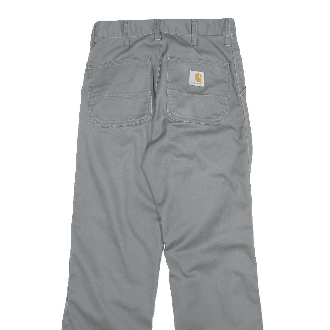 CARHARTT Mens Cotton Blend Grey Regular Straight Trousers W26 L29 Workwear Zip