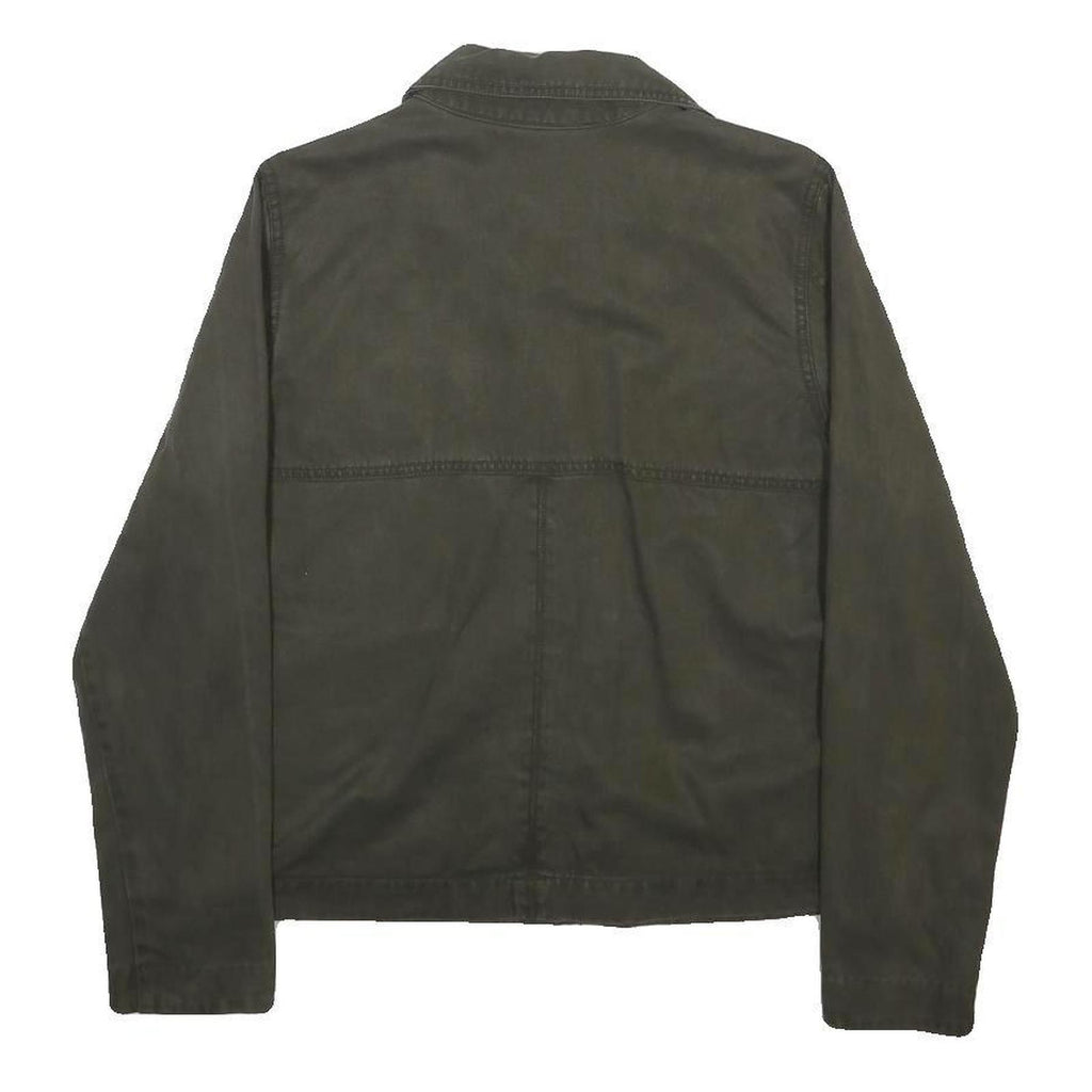 MANGO CASUAL Womens Green Cotton Blend Button Jacket M Skull Patch