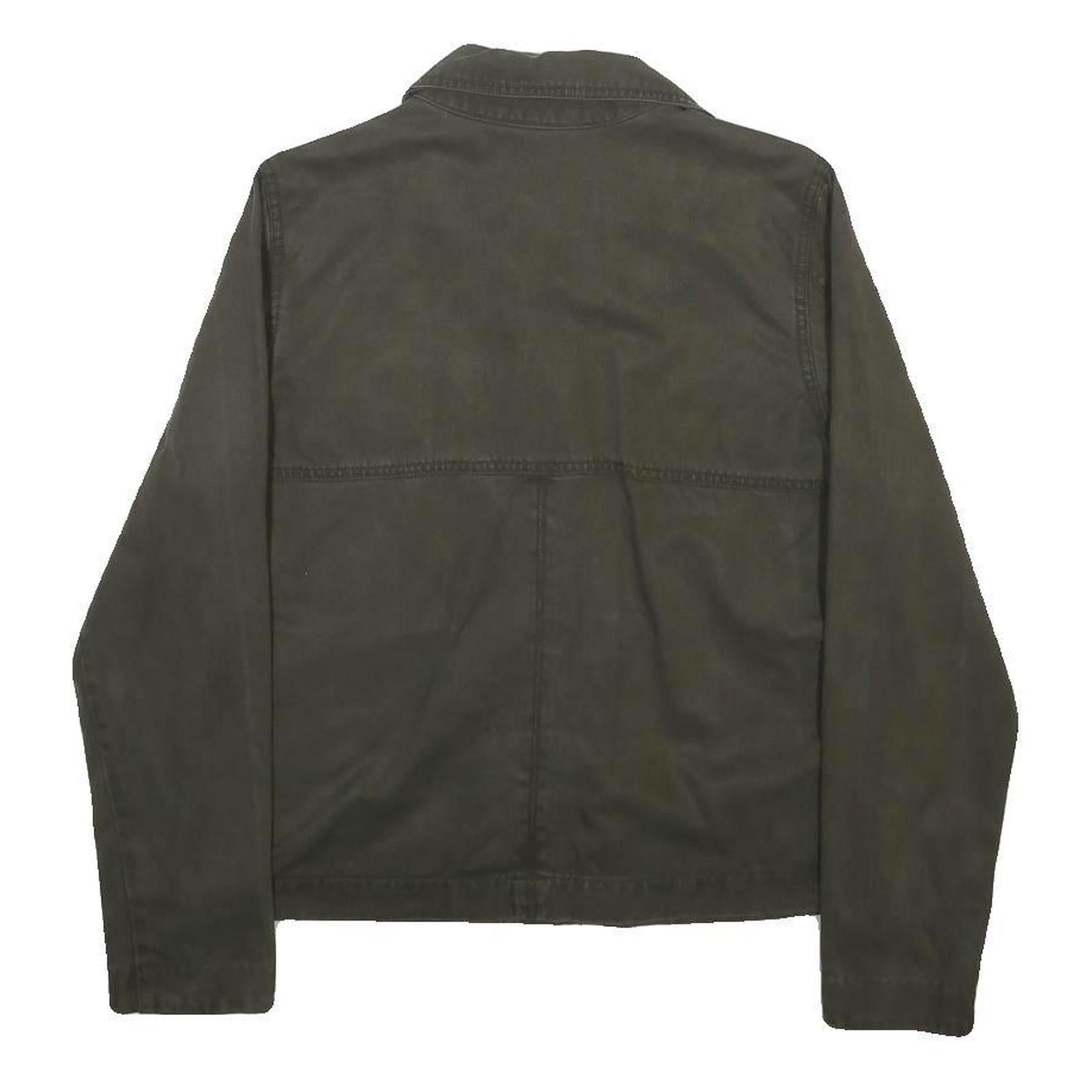 MANGO CASUAL Womens Green Cotton Blend Button Jacket M Skull Patch