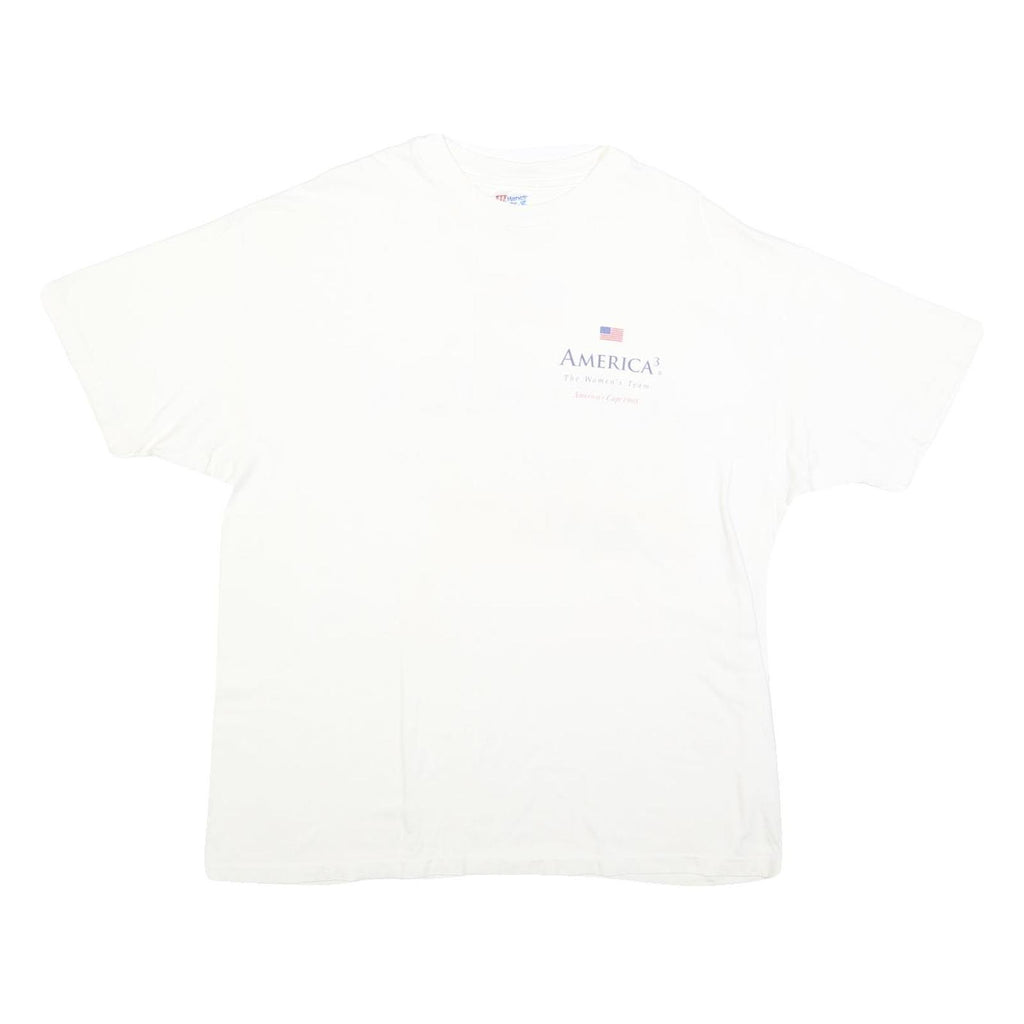 HANES Womens White America Cup 1995 Graphic T-Shirt XL Short Sleeve
