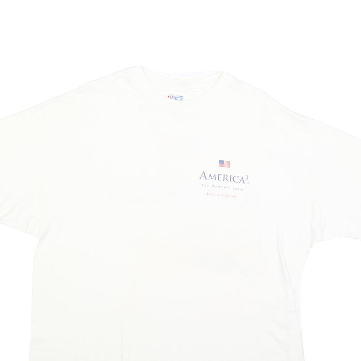 HANES Womens White America Cup 1995 Graphic T-Shirt XL Short Sleeve