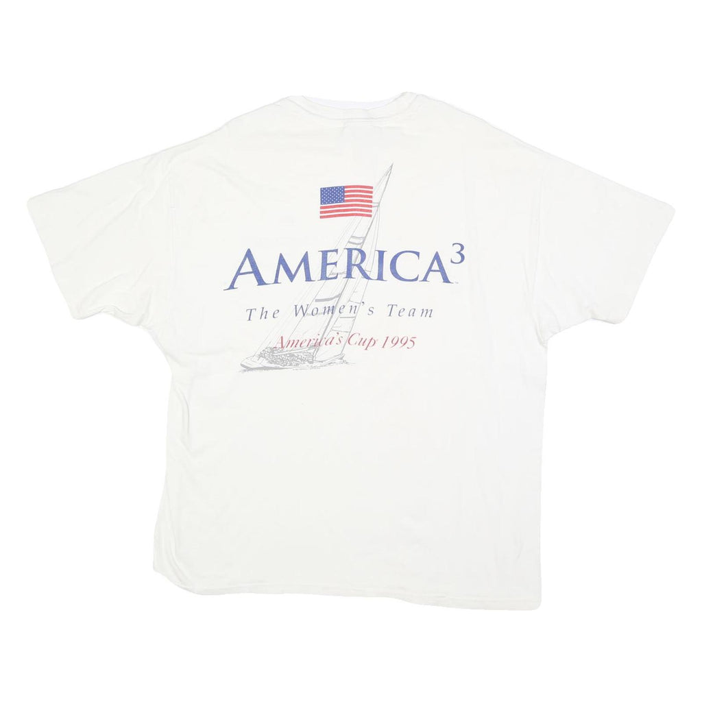 HANES Womens White America Cup 1995 Graphic T-Shirt XL Short Sleeve