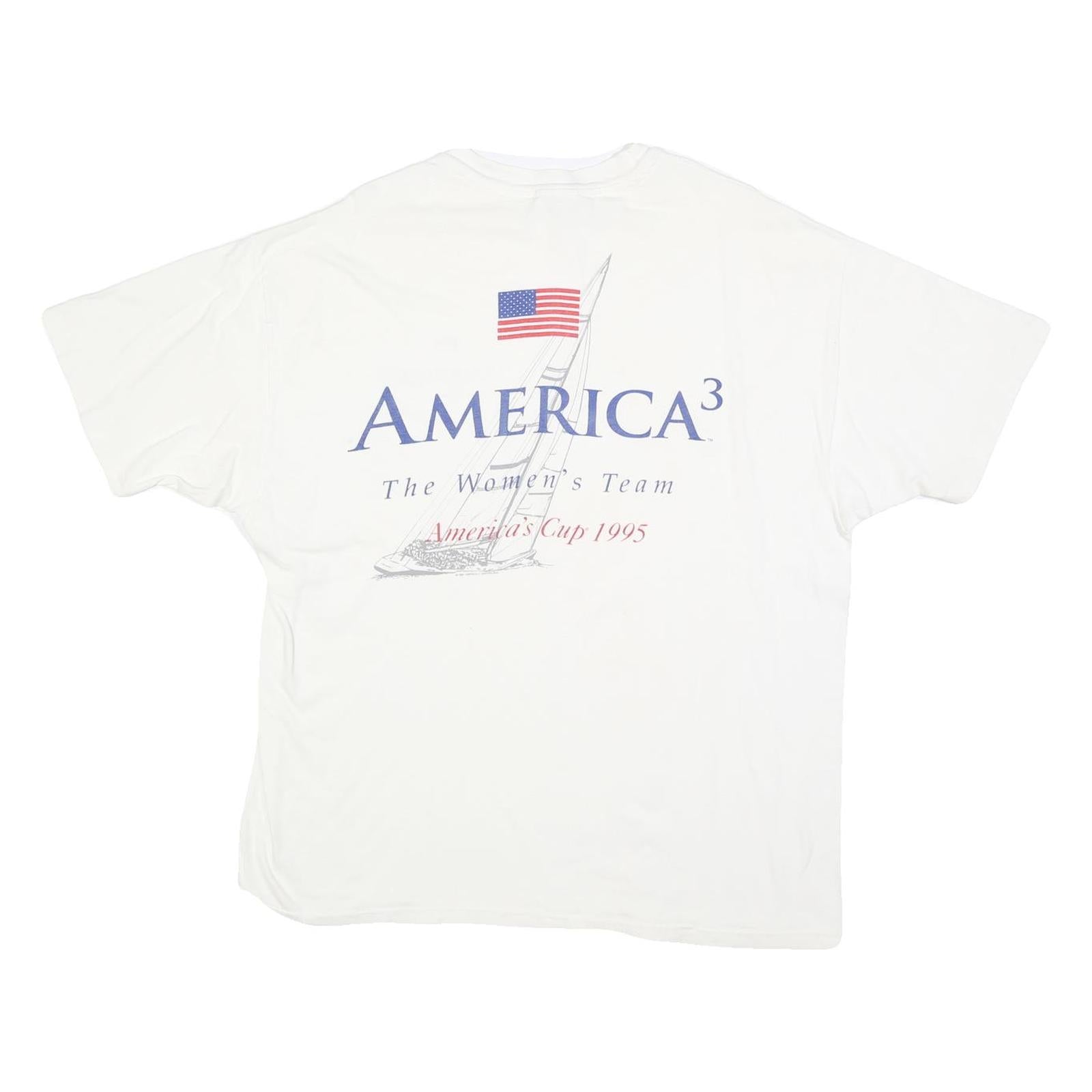 HANES Womens White America Cup 1995 Graphic T-Shirt XL Short Sleeve