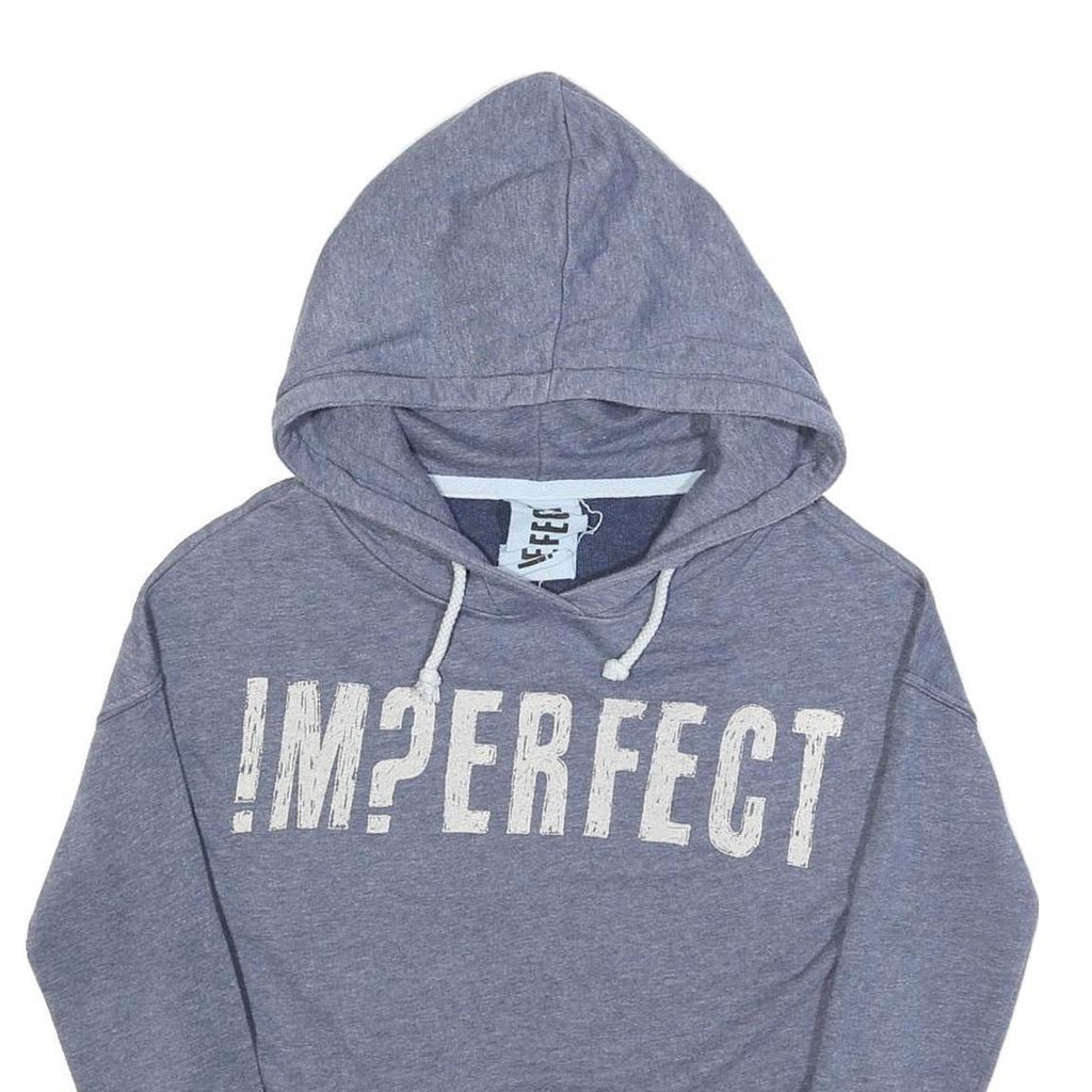 IMPERFECT Womens Blue Heather Hoodie S Cotton Blend Pullover Cropped Hooded