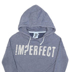 IMPERFECT Womens Blue Heather Hoodie S Cotton Blend Pullover Cropped Hooded