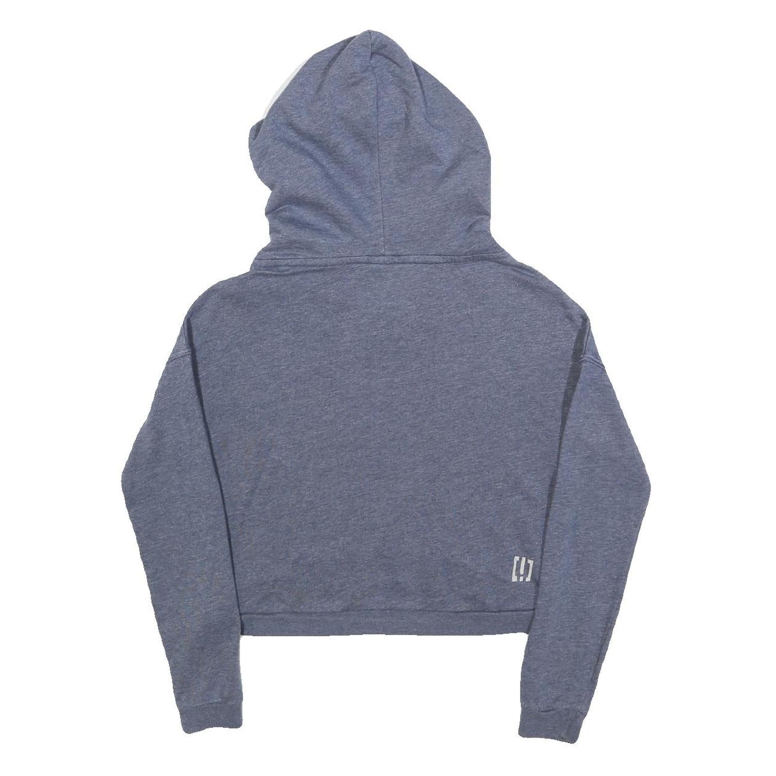 IMPERFECT Womens Blue Heather Hoodie S Cotton Blend Pullover Cropped Hooded