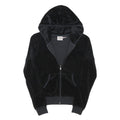 JUICY COUTURE Womens Black Velvet Zip Up Hoodie XL Polyester Blend Plain Zipped