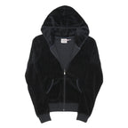 JUICY COUTURE Womens Black Velvet Zip Up Hoodie XL Polyester Blend Plain Zipped