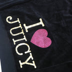 JUICY COUTURE Womens Black Velvet Zip Up Hoodie XL Polyester Blend Plain Zipped