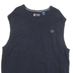 CHAPS Mens Navy Blue Plain Cotton Blend V-Neck Jumper XL Sleeveless Casual Knit