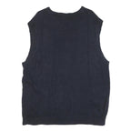 CHAPS Mens Navy Blue Plain Cotton Blend V-Neck Jumper XL Sleeveless Casual Knit