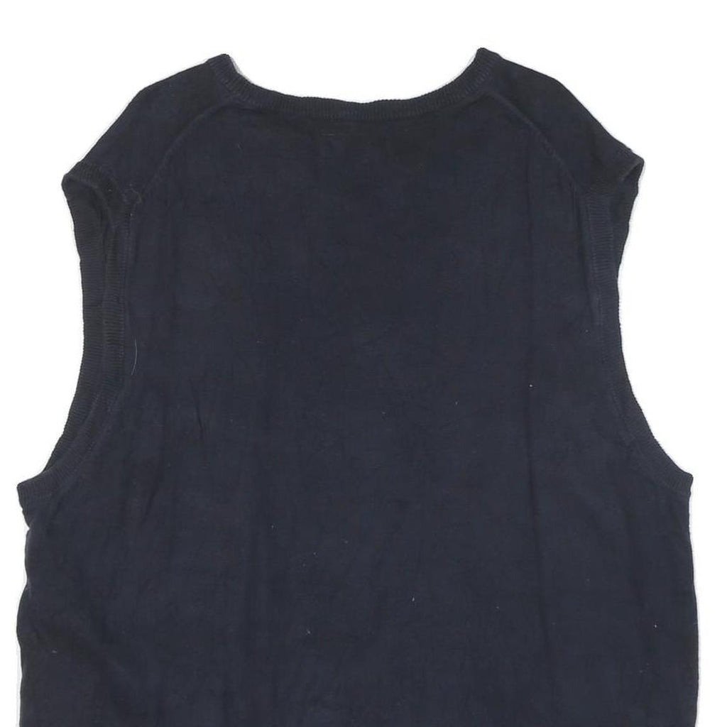 CHAPS Mens Navy Blue Plain Cotton Blend V-Neck Jumper XL Sleeveless Casual Knit