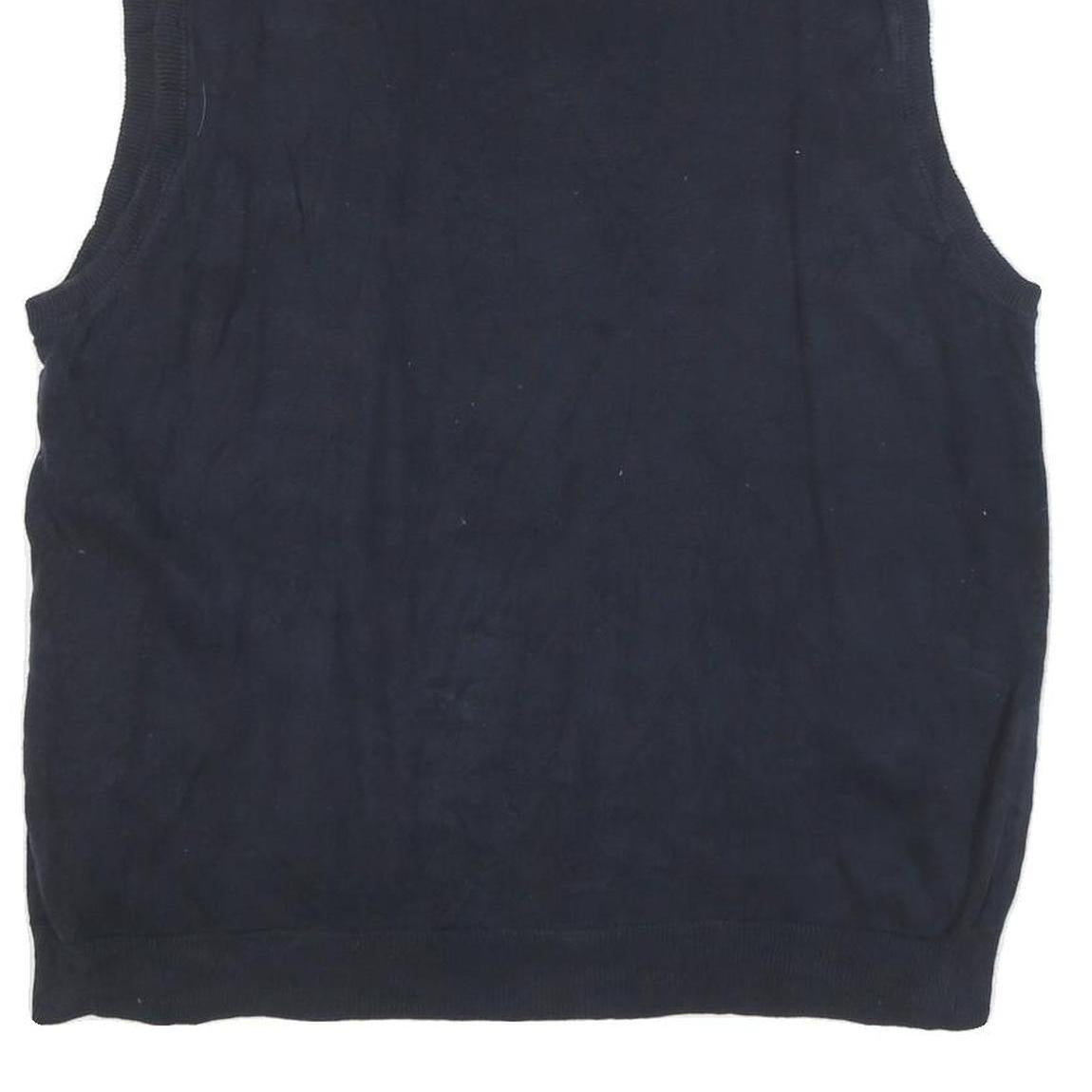 CHAPS Mens Navy Blue Plain Cotton Blend V-Neck Jumper XL Sleeveless Casual Knit