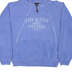 AUSTINS Mens Blue Pullover Hoodie S The Rivah Oysters Print ¼ Zip Cotton Blend