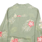 LA CABANA Womens Green & Pink Floral Rayon Shirt Long Sleeve Collared L Relaxed