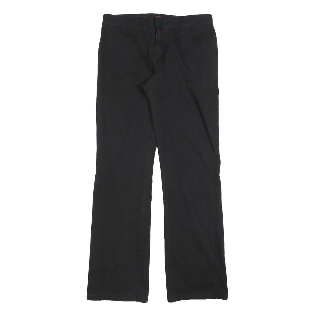 DICKIES Womens Black Slim Straight Trousers W30 L32 Cotton Blend Zip Closure