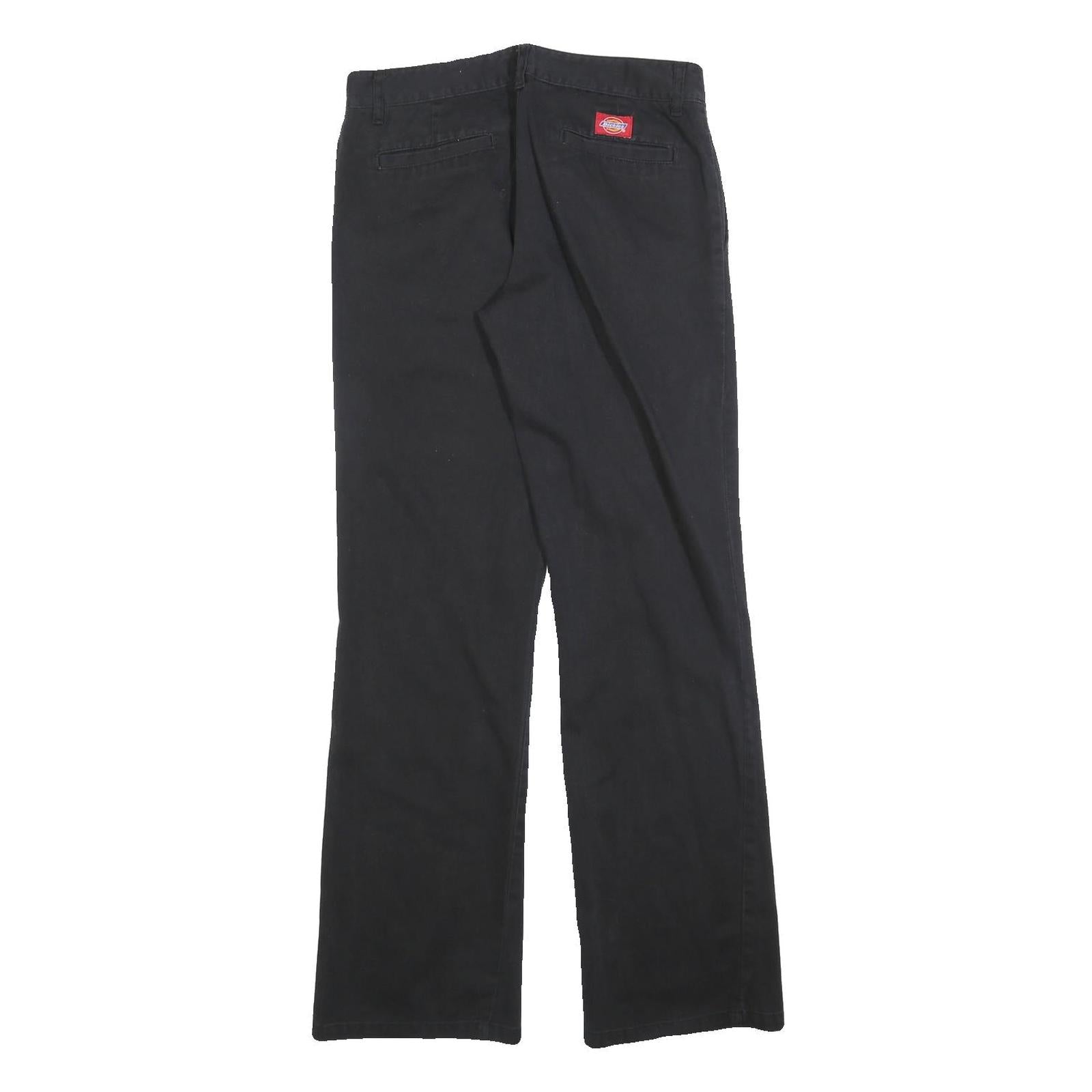 DICKIES Womens Black Slim Straight Trousers W30 L32 Cotton Blend Zip Closure