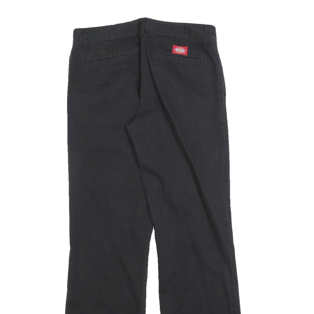 DICKIES Womens Black Slim Straight Trousers W30 L32 Cotton Blend Zip Closure