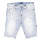 TRUE RELIGION Mens Shorts Blue Casual Denim M W32 Jeans Cut-Off Frayed Hem