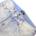 TRUE RELIGION Mens Shorts Blue Casual Denim M W32 Jeans Cut-Off Frayed Hem