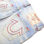 TRUE RELIGION Mens Shorts Blue Casual Denim M W32 Jeans Cut-Off Frayed Hem